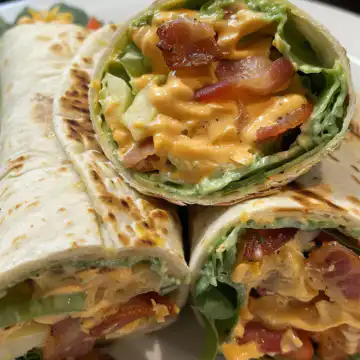 Cheesy Bacon Ranch Wraps taken with iphone 15 pro max --iw 2 --ar 4:5 --v 6.0 --raw