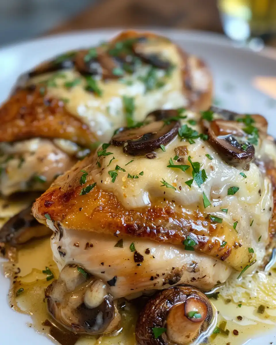 Ingredients for mushroom stuffed chicken with garlic butter