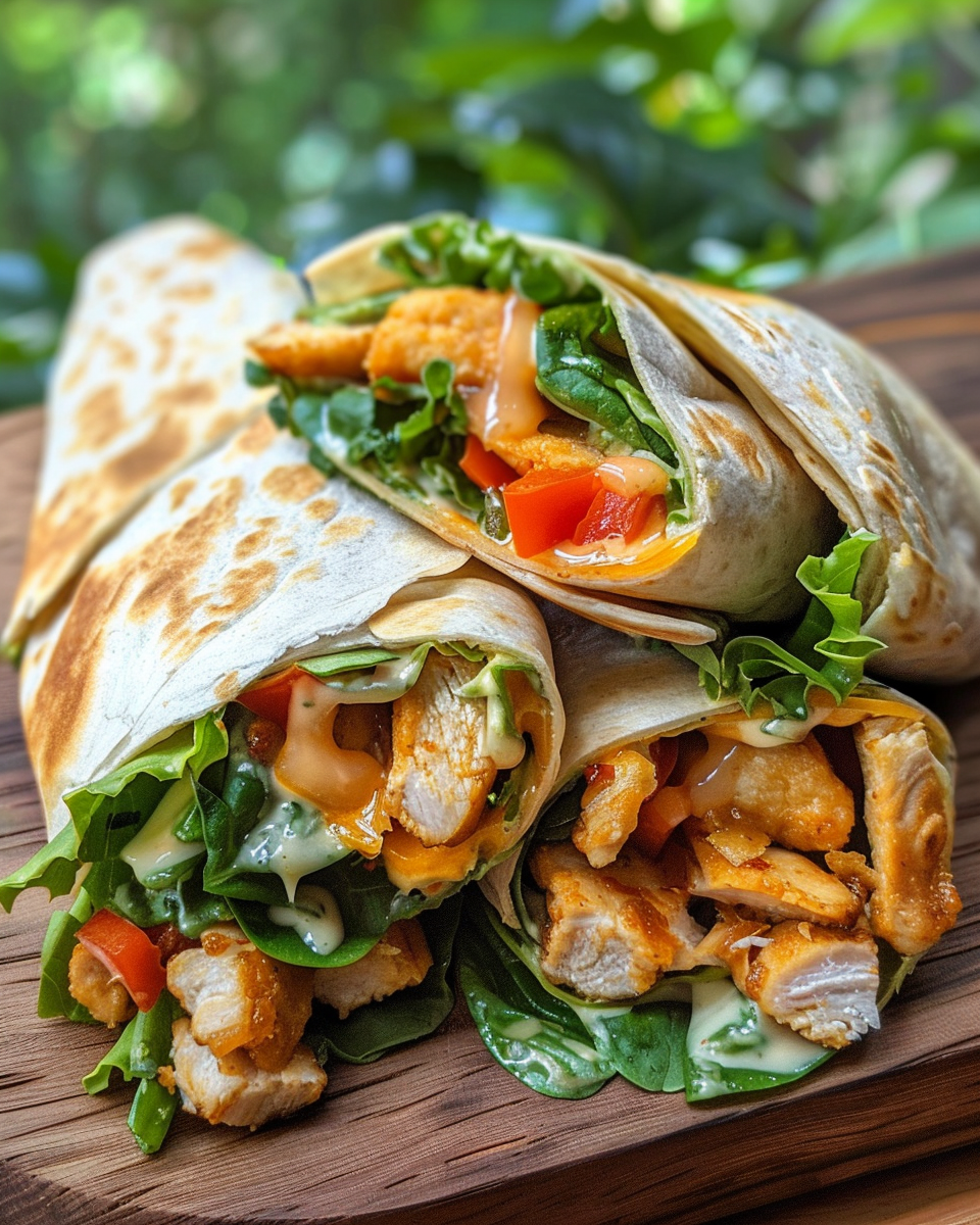 Ingredients for cheesy garlic chicken wraps laid out on counter