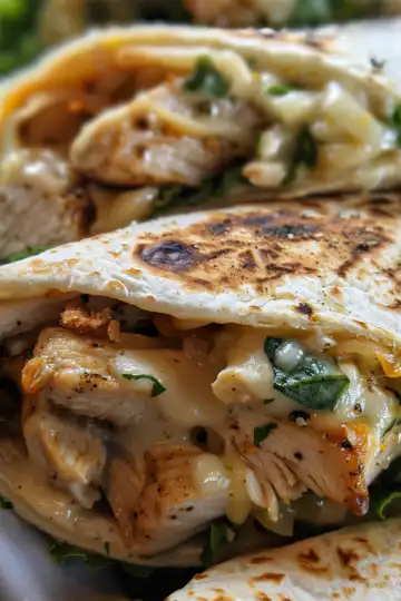 Cheesy Garlic Chicken Wraps taken with iphone 15 pro max --iw 2 --ar 4:5 --v 6.0 --raw