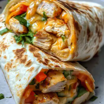 Cheesy Garlic Chicken Wraps taken with iphone 15 pro max --iw 2 --ar 4:5 --v 6.0 --raw