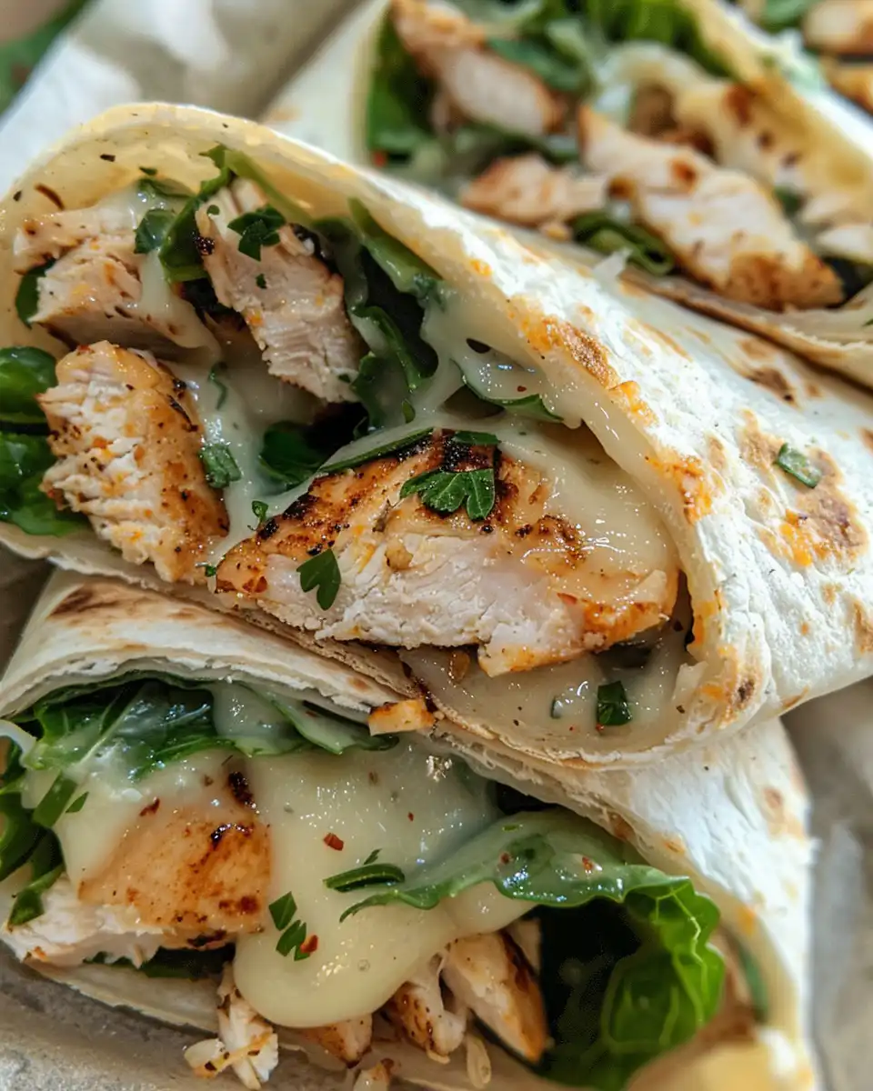 Fresh ingredients for cheesy garlic chicken wraps