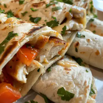 Cheesy Garlic Chicken Wraps taken with iphone 15 pro max --iw 2 --ar 4:5 --v 6.0 --raw