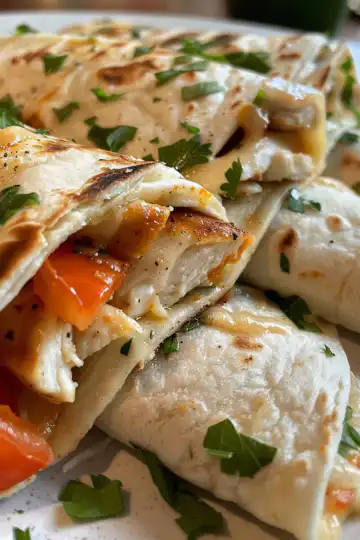 Cheesy Garlic Chicken Wraps taken with iphone 15 pro max --iw 2 --ar 4:5 --v 6.0 --raw