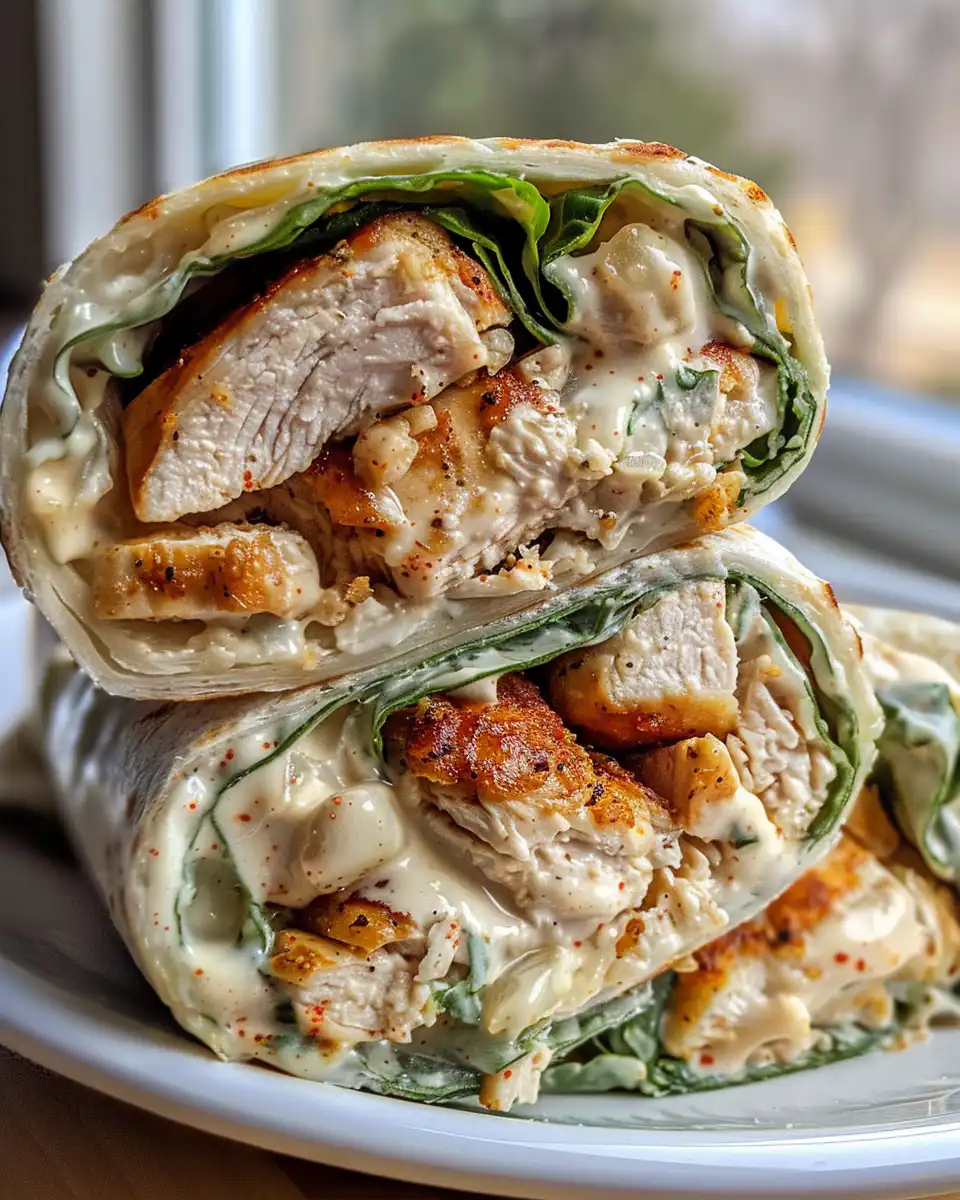 Golden brown cheesy garlic chicken wraps ready to serve
