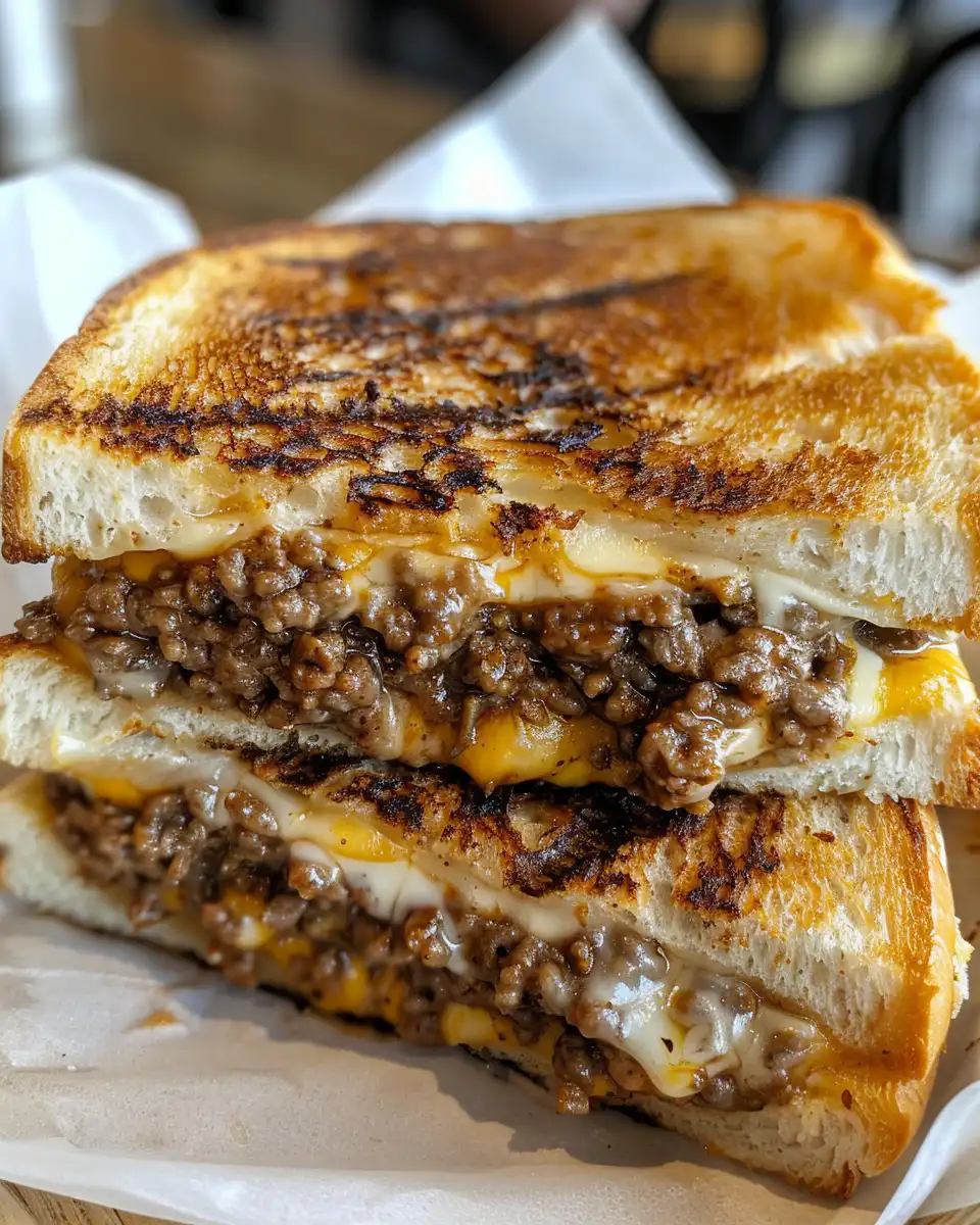 Cheesy ground beef patty melt cooking in pressure cooker with steam coming from valve