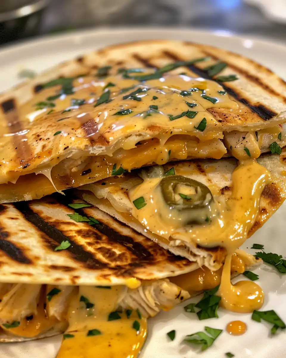 Cheesy hot honey chicken quesadillas fresh from pressure cooker
