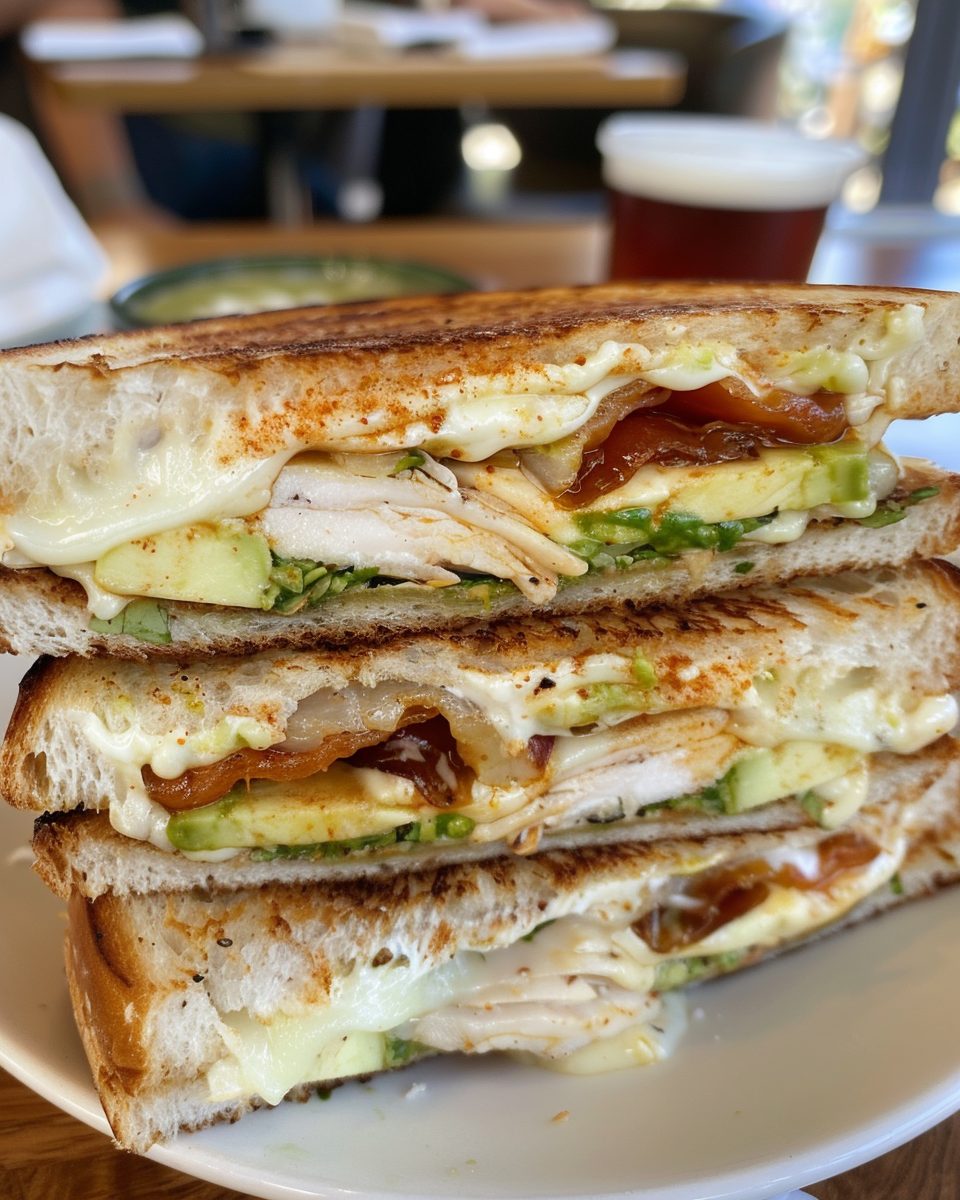 Ingredients for chicken avocado melt sandwich including spices and vegetables