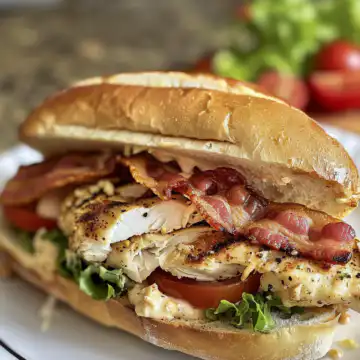 Chicken Bacon Ranch Sandwich taken with iphone 15 pro max --iw 2 --ar 4:5 --v 6.0 --raw