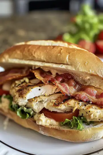 Chicken Bacon Ranch Sandwich taken with iphone 15 pro max --iw 2 --ar 4:5 --v 6.0 --raw