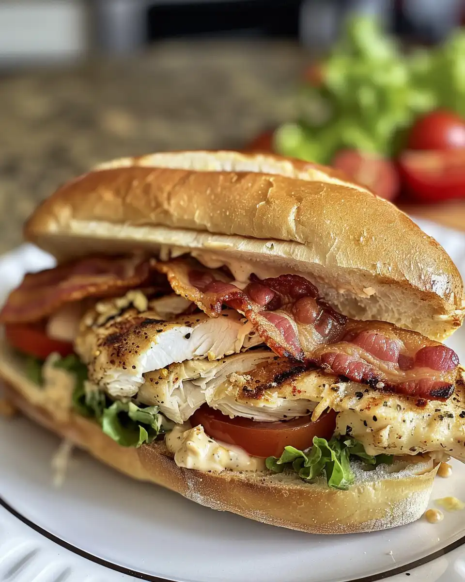 Close up of chicken bacon ranch sandwich fresh out of the pressure cooker