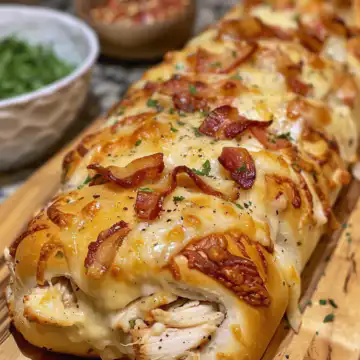 Chicken Bacon Ranch Stuffed Bread taken with iphone 15 pro max --iw 2 --ar 4:5 --v 6.0 --raw