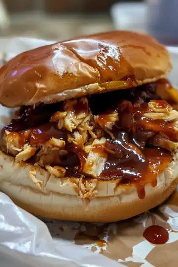 Chicken Chopped Sandwich with Alabama BBQ Sauce taken with iphone 15 pro max --iw 2 --ar 4:5 --v 6.0 --raw