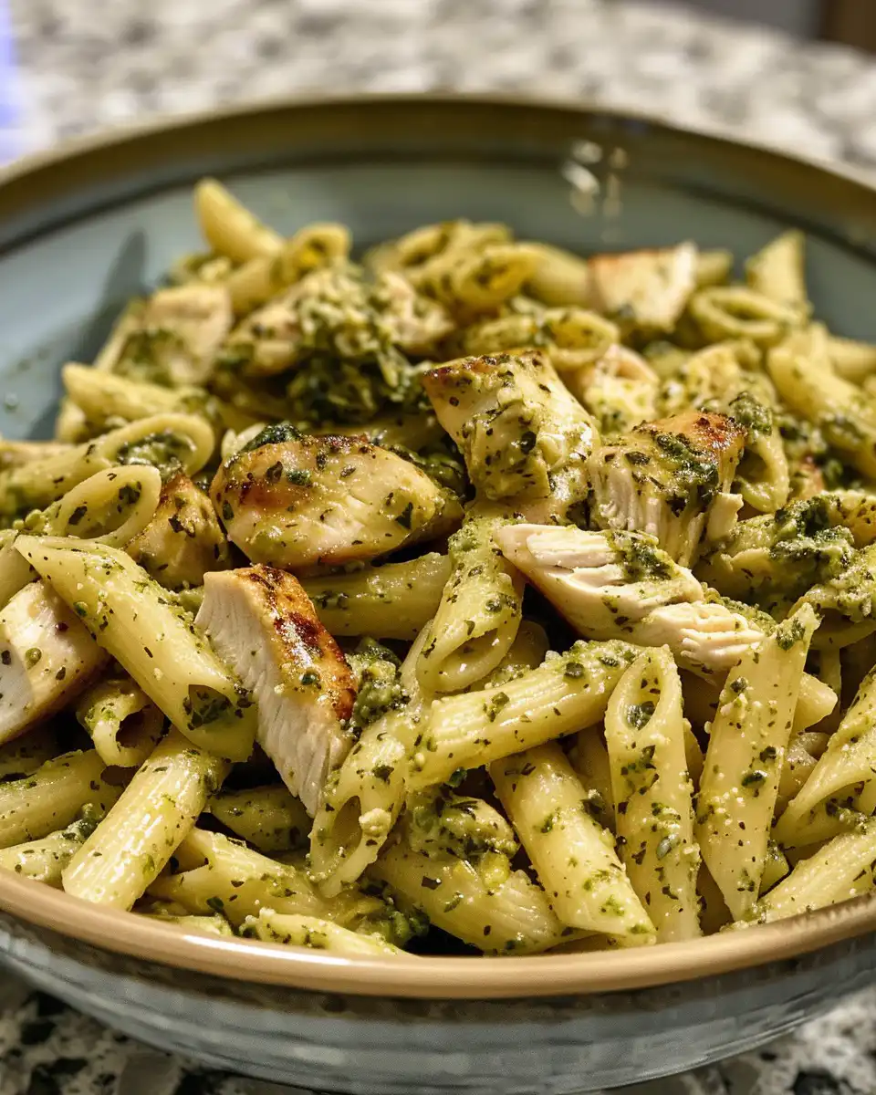 Ingredients for chicken pesto pasta with sun dried tomatoes and basil pesto
