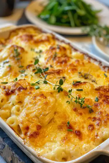Chicken with Creamy Macaroni Cheese taken with iphone 15 pro max --iw 2 --ar 4:5 --v 6.0 --raw