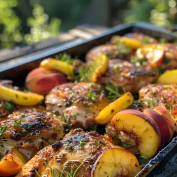 Chicken with Peaches taken with iphone 15 pro max --iw 2 --ar 4:5 --v 6.0 --raw