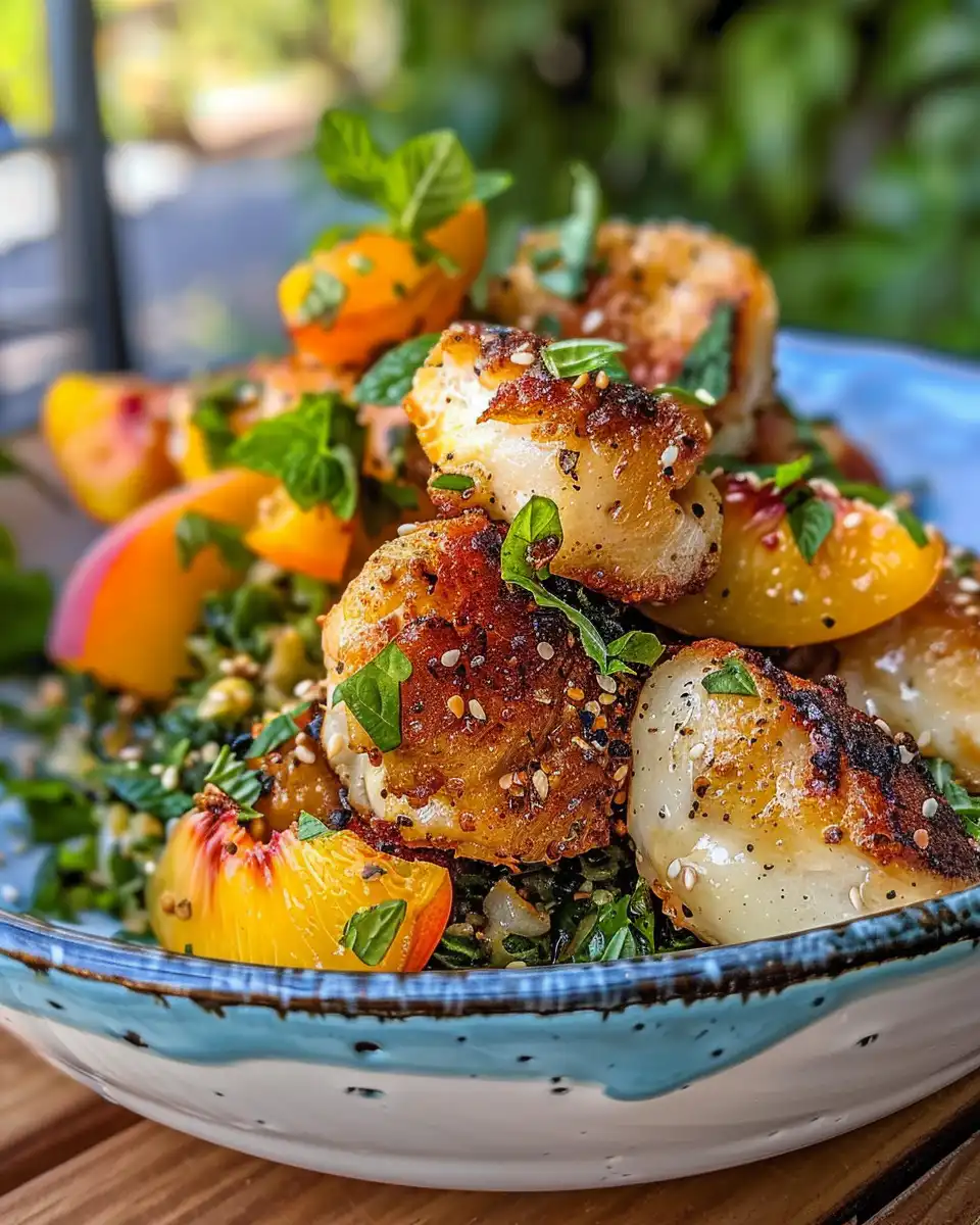 Ingredients for skillet chicken and peaches ready in bowls