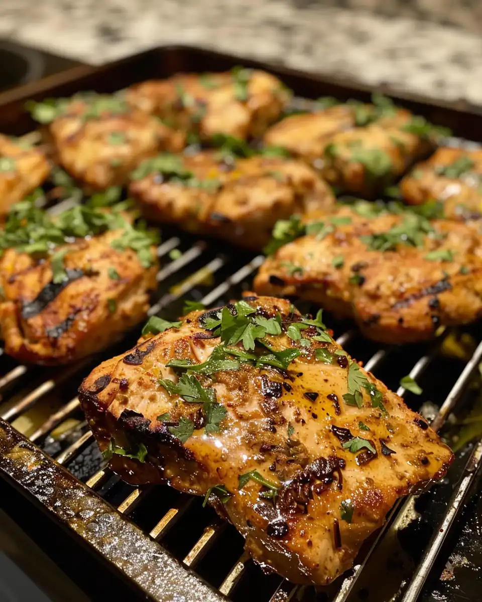 Served chili lime chicken on a plate with lime wedges