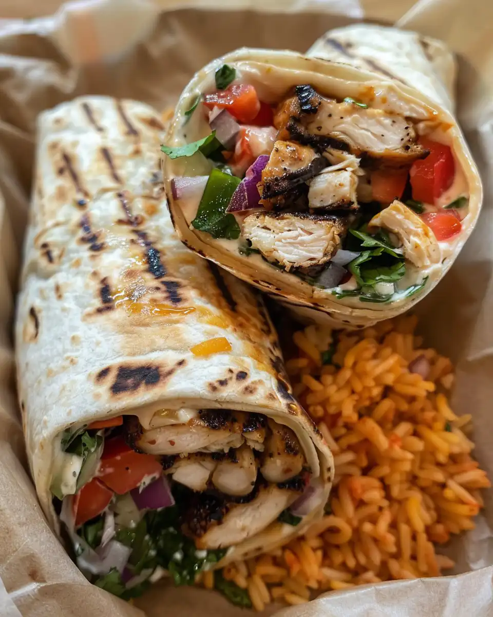 Ingredients for chipotle ranch grilled chicken burrito laid out before assembly