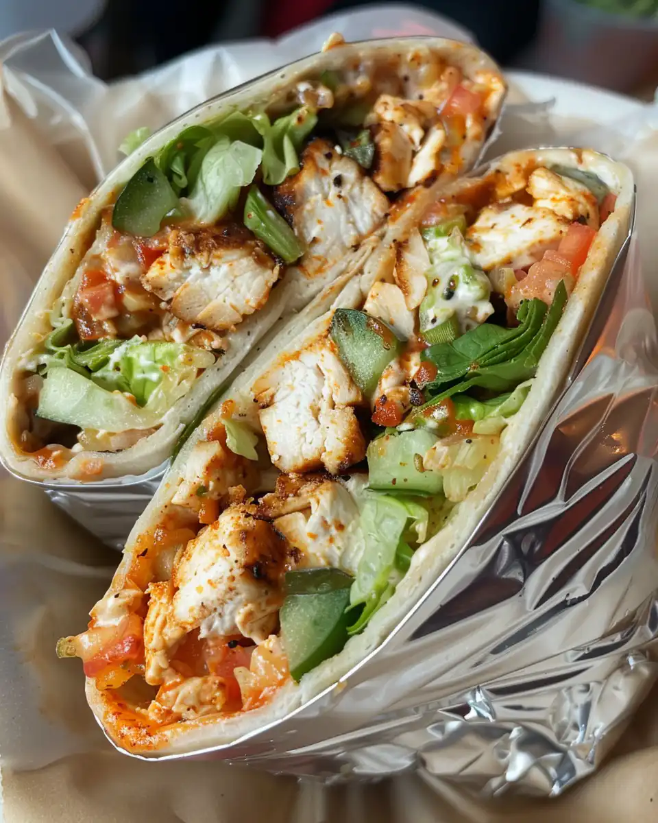 Finished grilled chicken burrito served with crispy fiesta strips