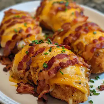 Cream Cheese and Bacon Stuffed Doritos Chicken taken with iphone 15 pro max --iw 2 --ar 4:5 --v 6.0 --raw