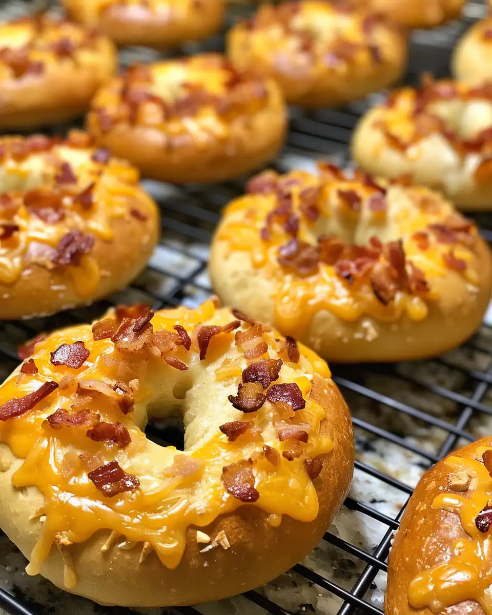 Ingredients arranged for creamy bacon cheddar bagels recipe