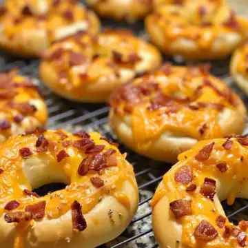 Creamy Bacon Cheddar Bagels taken with iphone 15 pro max --iw 2 --ar 4:5 --v 6.0 --raw