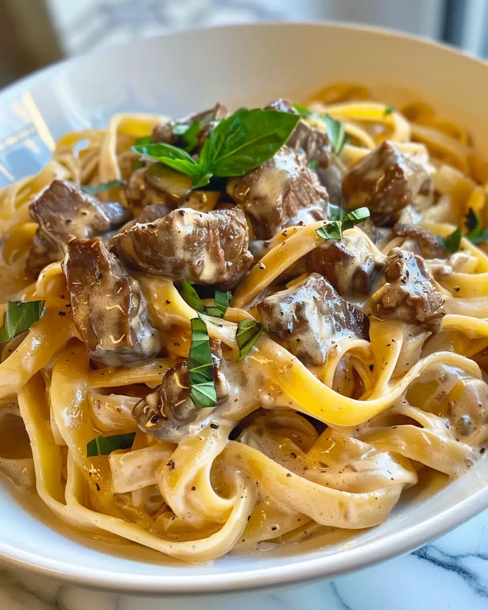 Close-up of ingredients for creamy beef pasta including ground beef and cheddar cheese