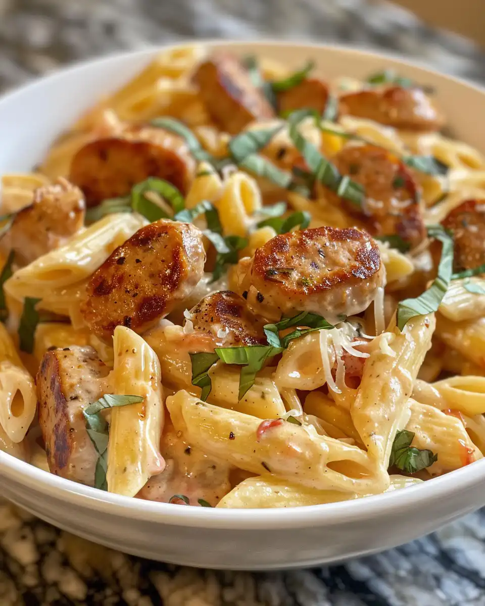 Creamy Cajun sausage pasta in pressure cooker just cooked