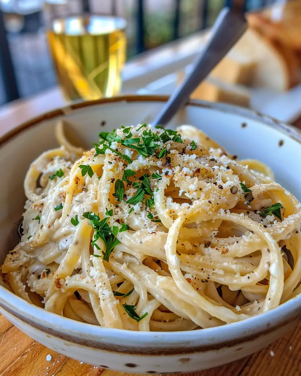 Ingredients layered in pressure cooker for caramelized onion pasta