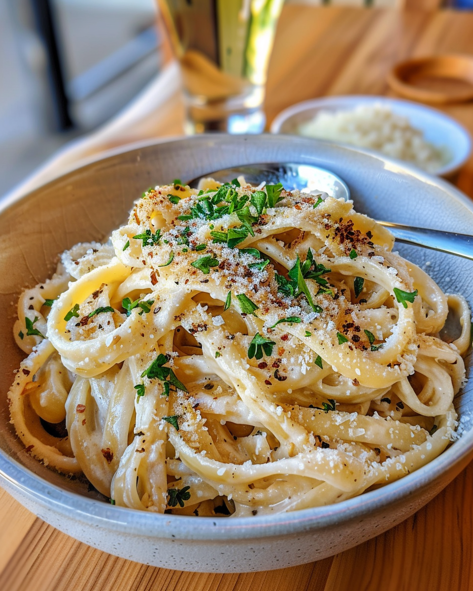 Pressure cooker with creamy vegan caramelized onion pasta