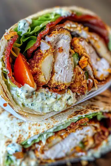 Crispy Chicken Bacon Ranch Wrap taken with iphone 15 pro max --iw 2 --ar 4:5 --v 6.0 --raw