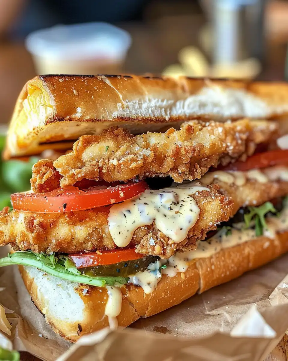 Ingredients for crispy chicken Caesar sandwich arranged on a table