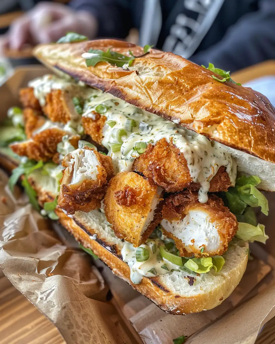 Crispy chicken Caesar sandwiches fresh and ready to eat