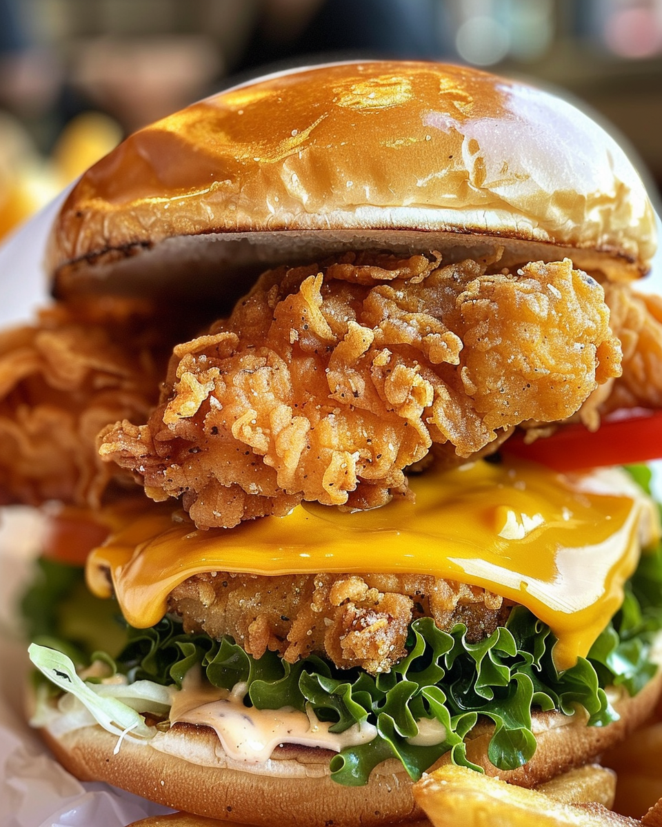 Crispy lemon pepper chicken sandwich cooking in pressure cooker
