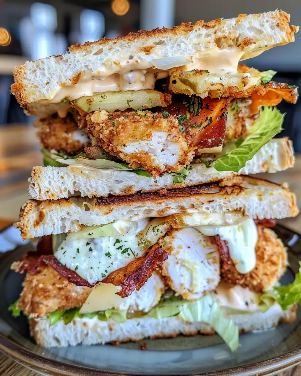 Finished crunchy chicken Caesar sandwiches ready to serve