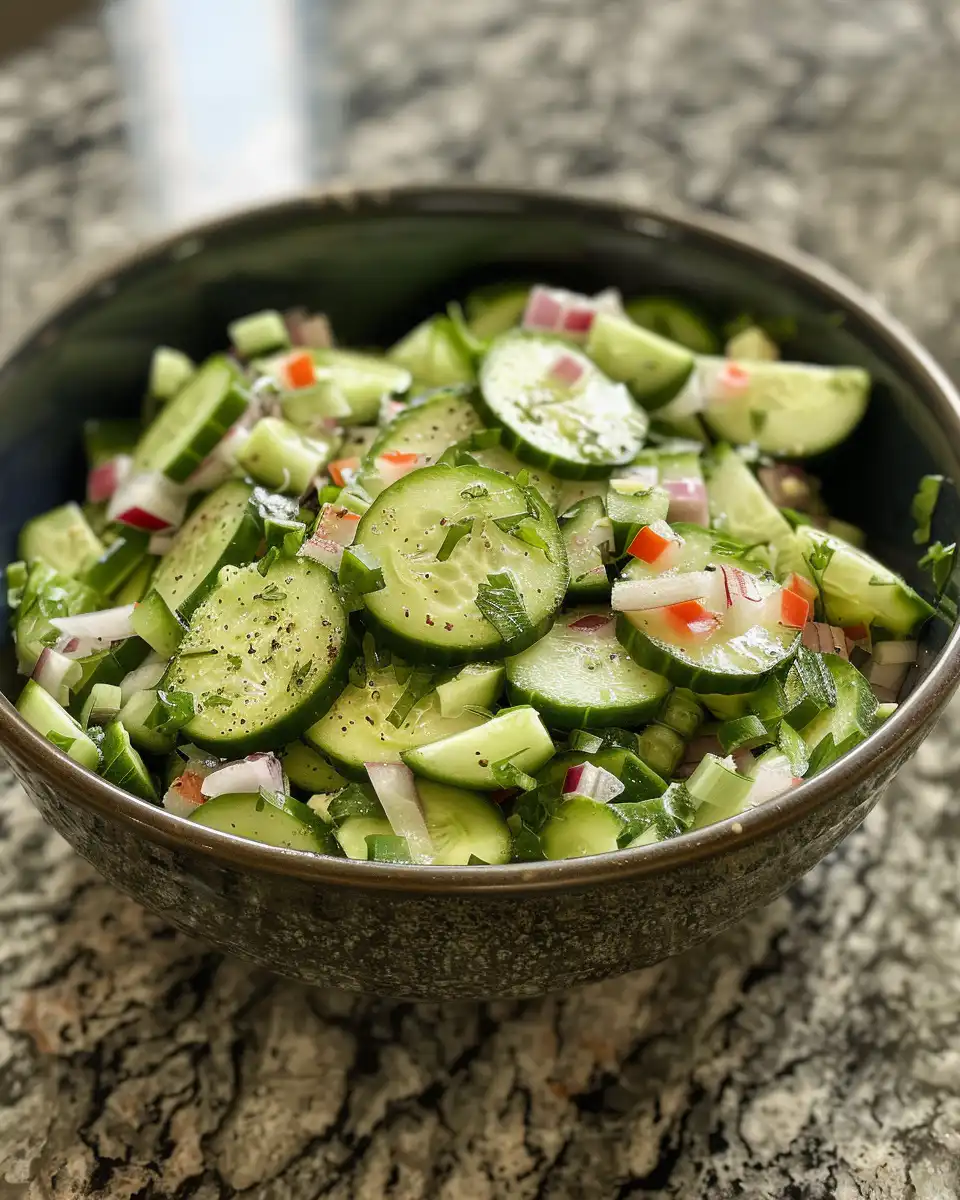 Ingredients for cucumber ranch crack salad including fresh veggies and bacon