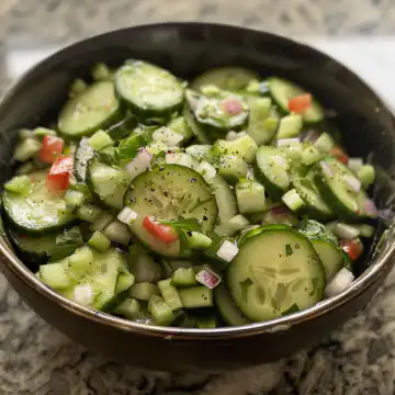 Cucumber Ranch Crack Salad taken with iphone 15 pro max --iw 2 --ar 4:5 --v 6.0 --raw