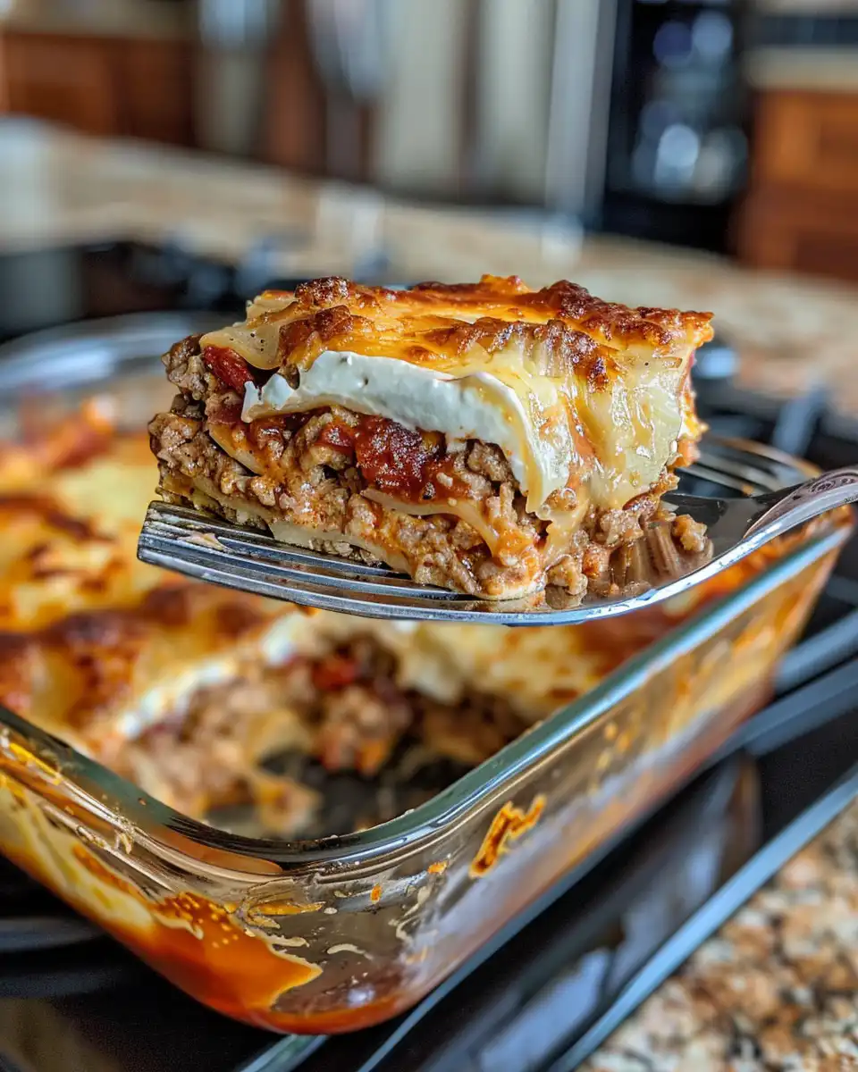 Served Dolly Parton 5 ingredient casserole with cheesy and crunchy topping