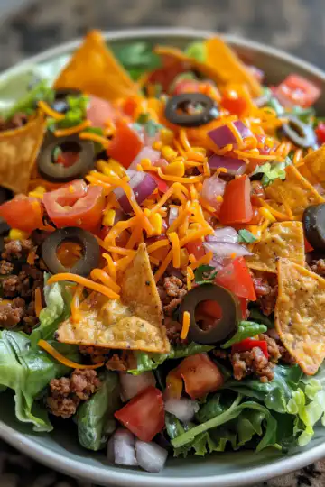 Doritos Taco Salad taken with iphone 15 pro max --iw 2 --ar 4:5 --v 6.0 --raw