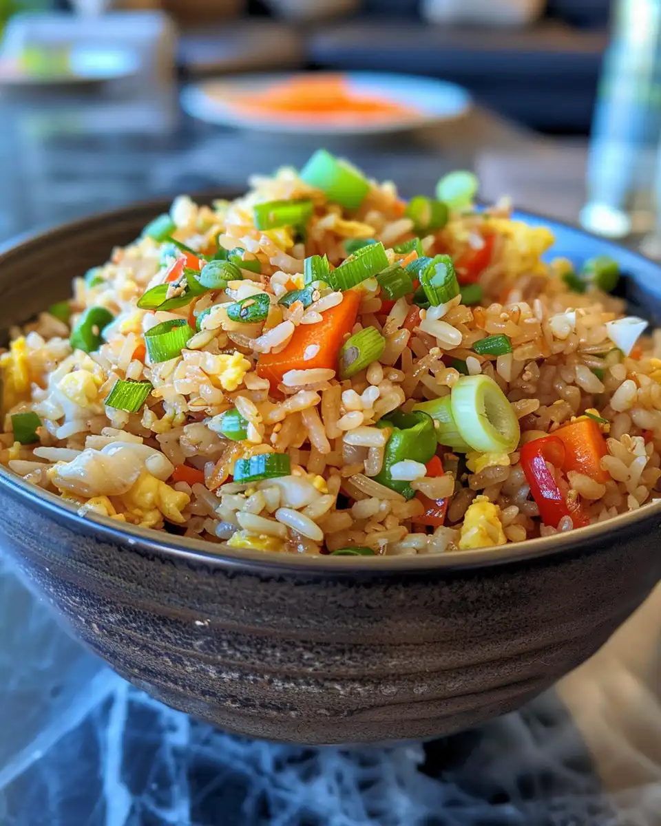 Ingredients prepared for making pressure cooker fried rice in bowls