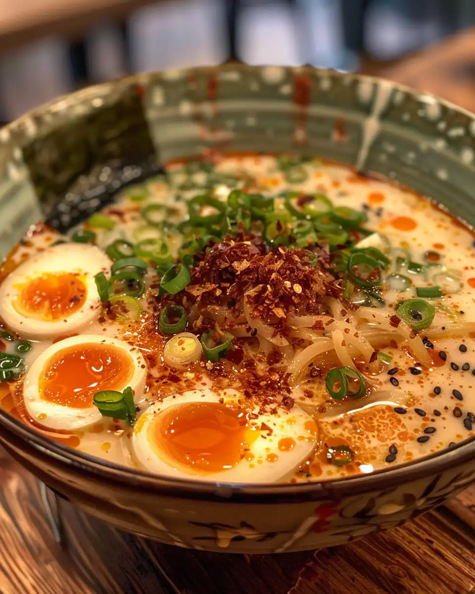 Fresh ingredients prepared for fiery chicken ramen with ramen noodles and spices