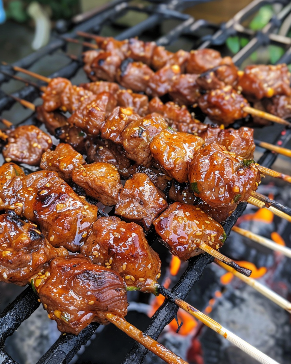 Ingredients for Filipino pork BBQ with sliced pork shoulder and sauces
