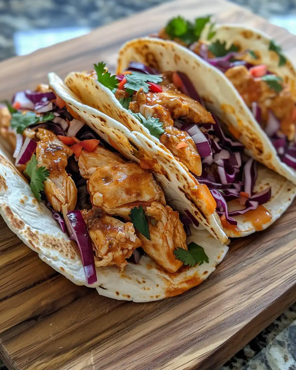 Finished firecracker chicken wraps served and ready to enjoy