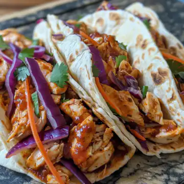 Firecracker Chicken Wraps taken with iphone 15 pro max --iw 2 --ar 4:5 --v 6.0 --raw