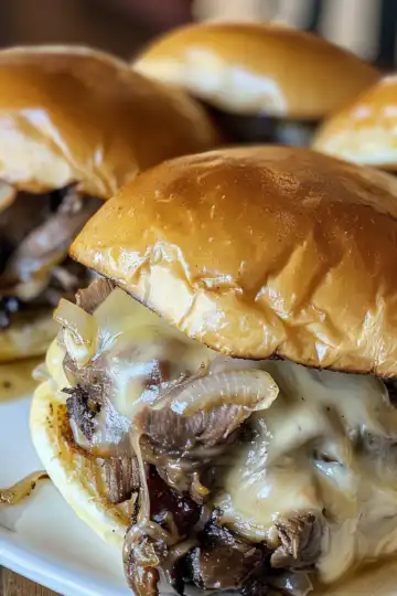 French Dip Sliders taken with iphone 15 pro max --iw 2 --ar 4:5 --v 6.0 --raw
