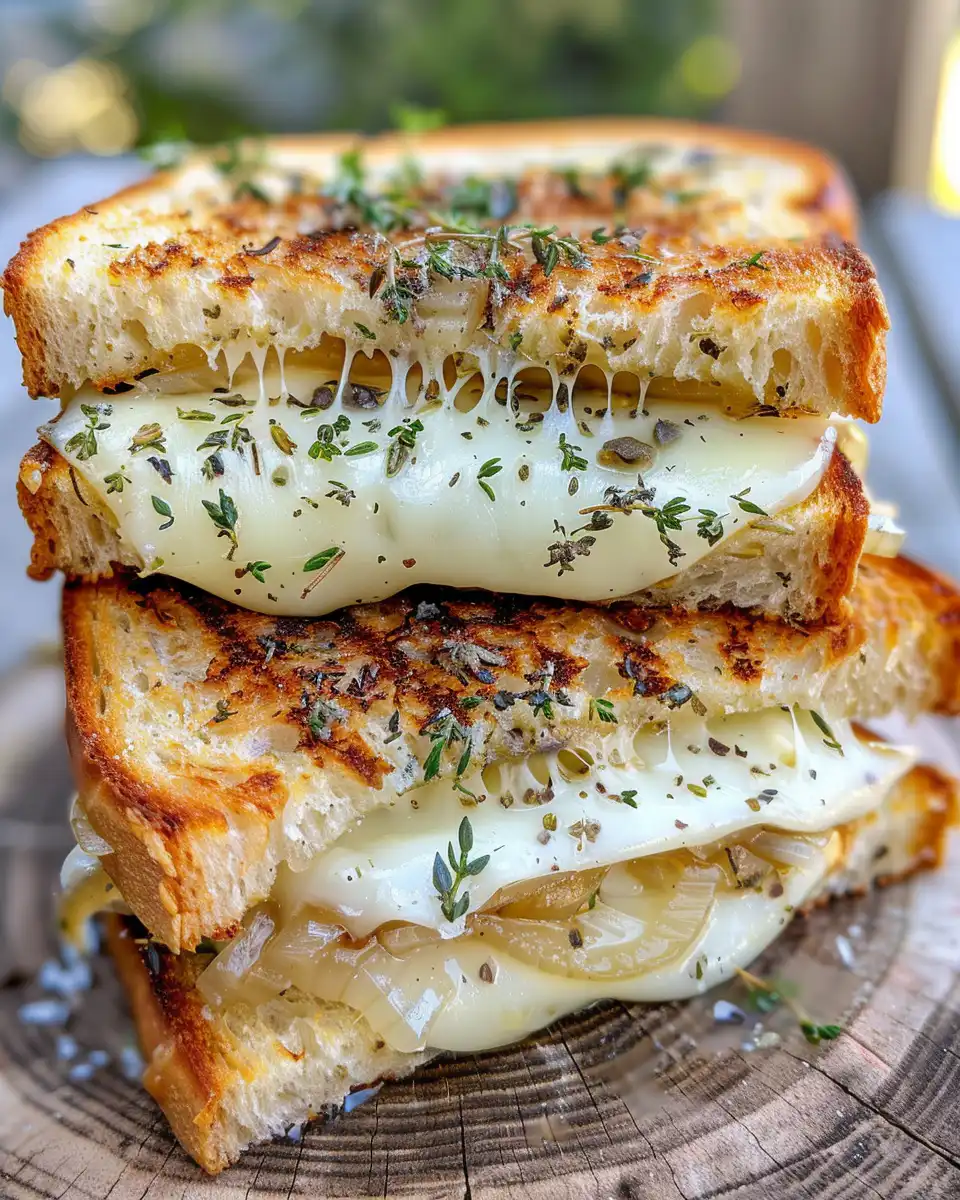 French onion grilled cheese sandwich fresh and melting