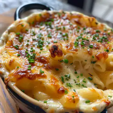 French Onion Soup Mac and Cheese taken with iphone 15 pro max --iw 2 --ar 4:5 --v 6.0 --raw