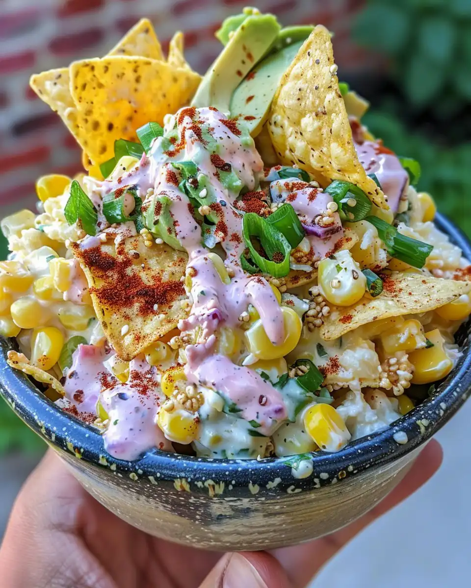 Ingredients for Frito Corn Salad including corn, cheddar, red onion and creamy dressing