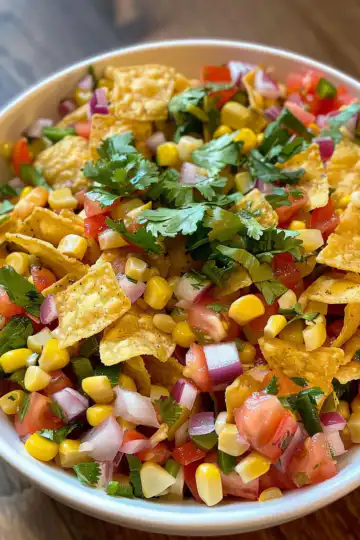 Frito Corn Salad taken with iphone 15 pro max --iw 2 --ar 4:5 --v 6.0 --raw